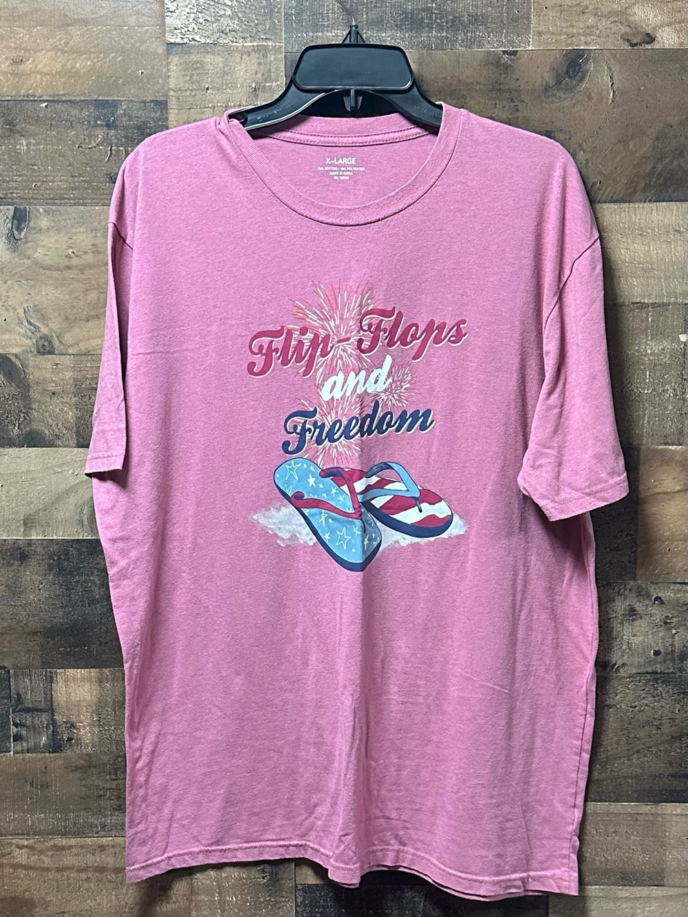 Patriotic Flip Flops And Freedom T Shirt Mens XL Red 4th of July USA